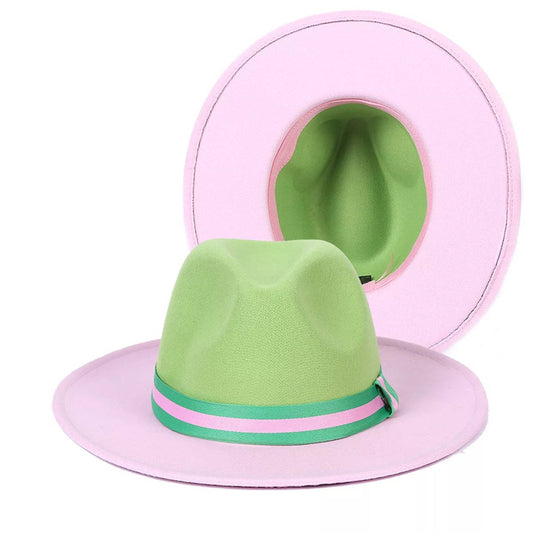 Pink And Green Band Fedora