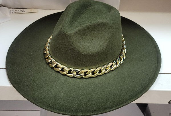 Olive Red Chain Fedora