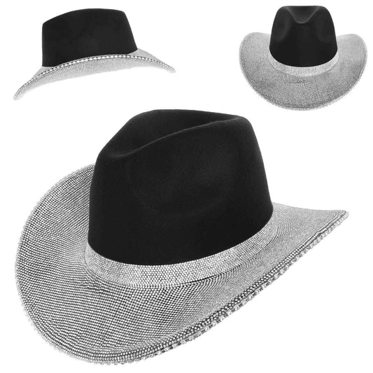 Blingy Cowgirl Cowboy Hat Black Silver