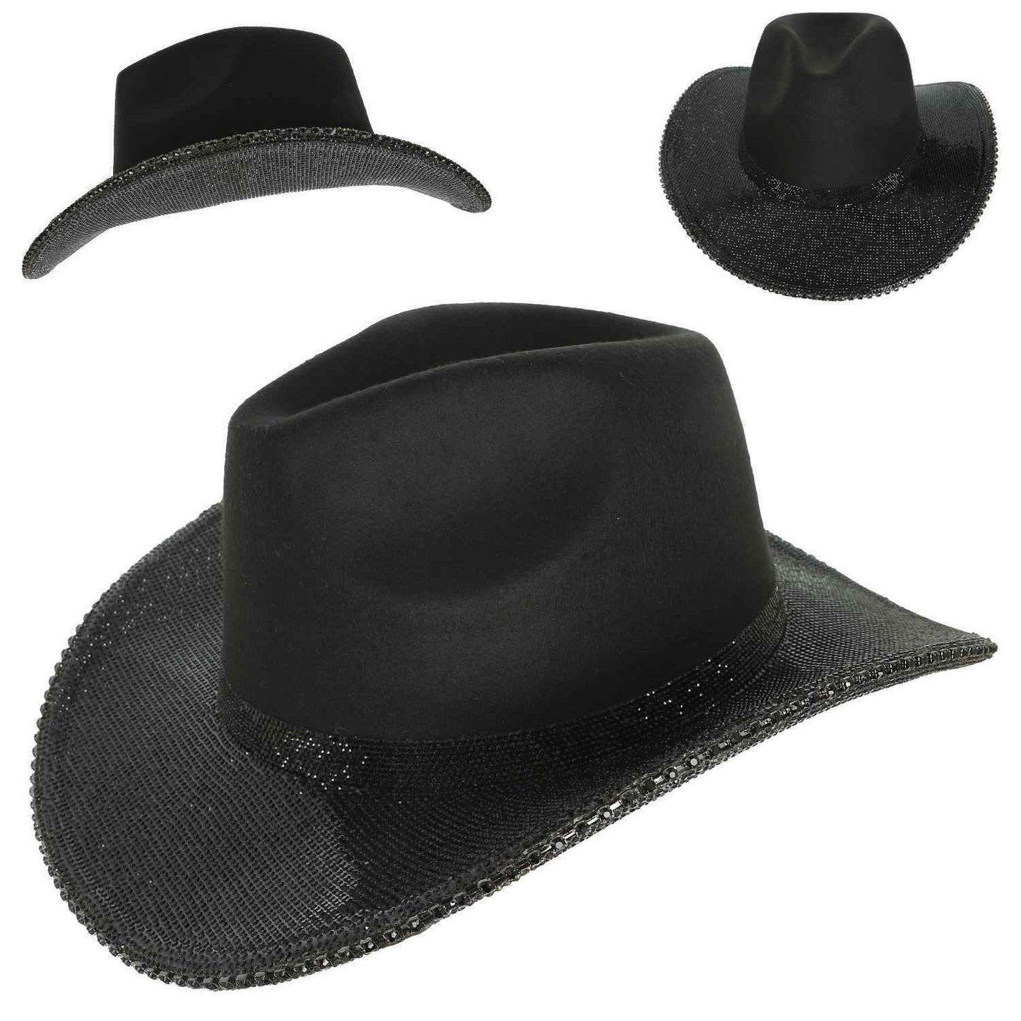 Blingy Cowgirl Cowboy Hat Black