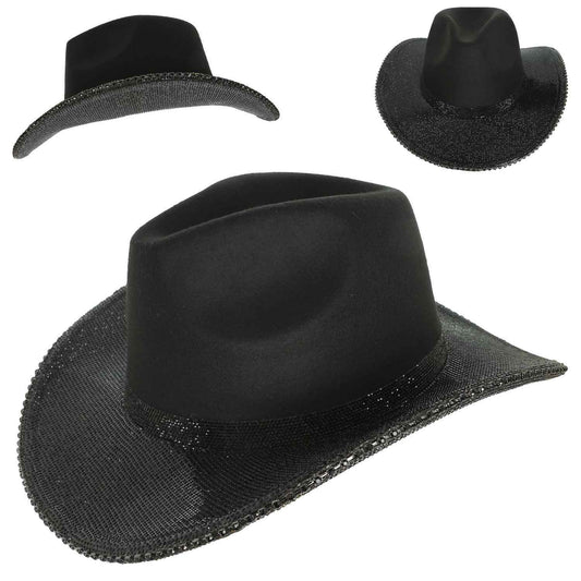 Blingy Cowgirl Cowboy Hat Black