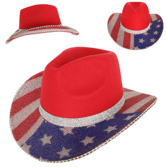 Blingy Cowgirl Cowboy Hat Flag
