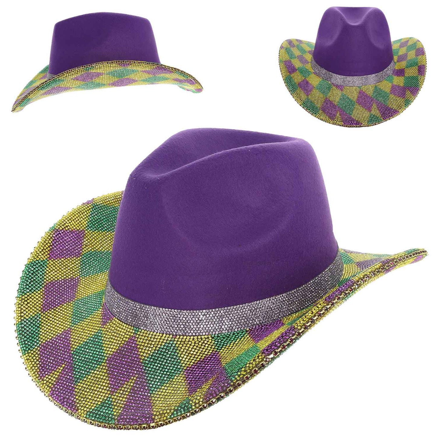 Blingy Cowgirl Cowboy Hat Purple