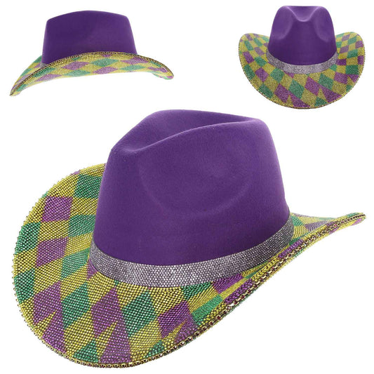 Blingy Cowgirl Cowboy Hat Purple