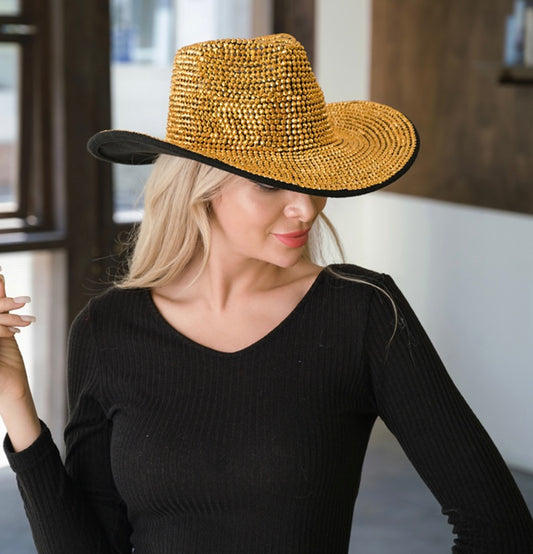 Cowgirl Western Bling Hat Gold