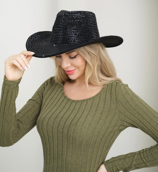 Cowgirl Western Bling Hat Black