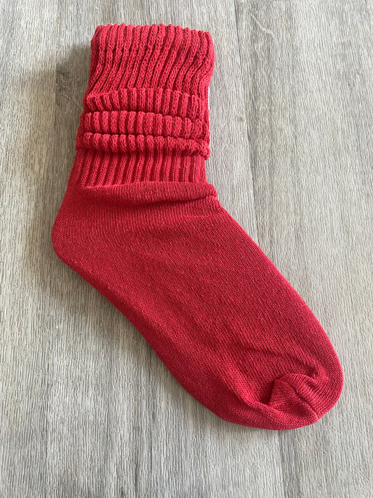 Slouchy Stacked Scrunch Socks Red