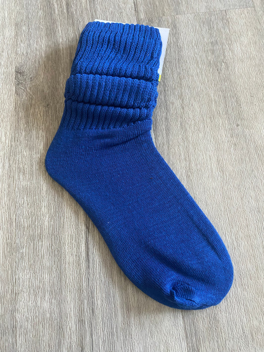 Slouchy Stacked Scrunch Socks Royal Blue