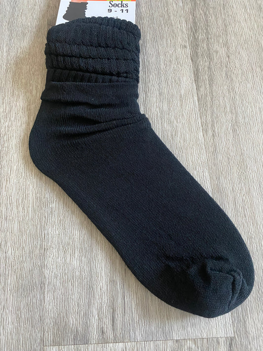 Slouchy Stacked Scrunch Socks Black