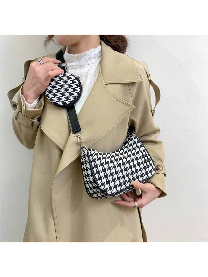 Houndstooth Crossbody Purse