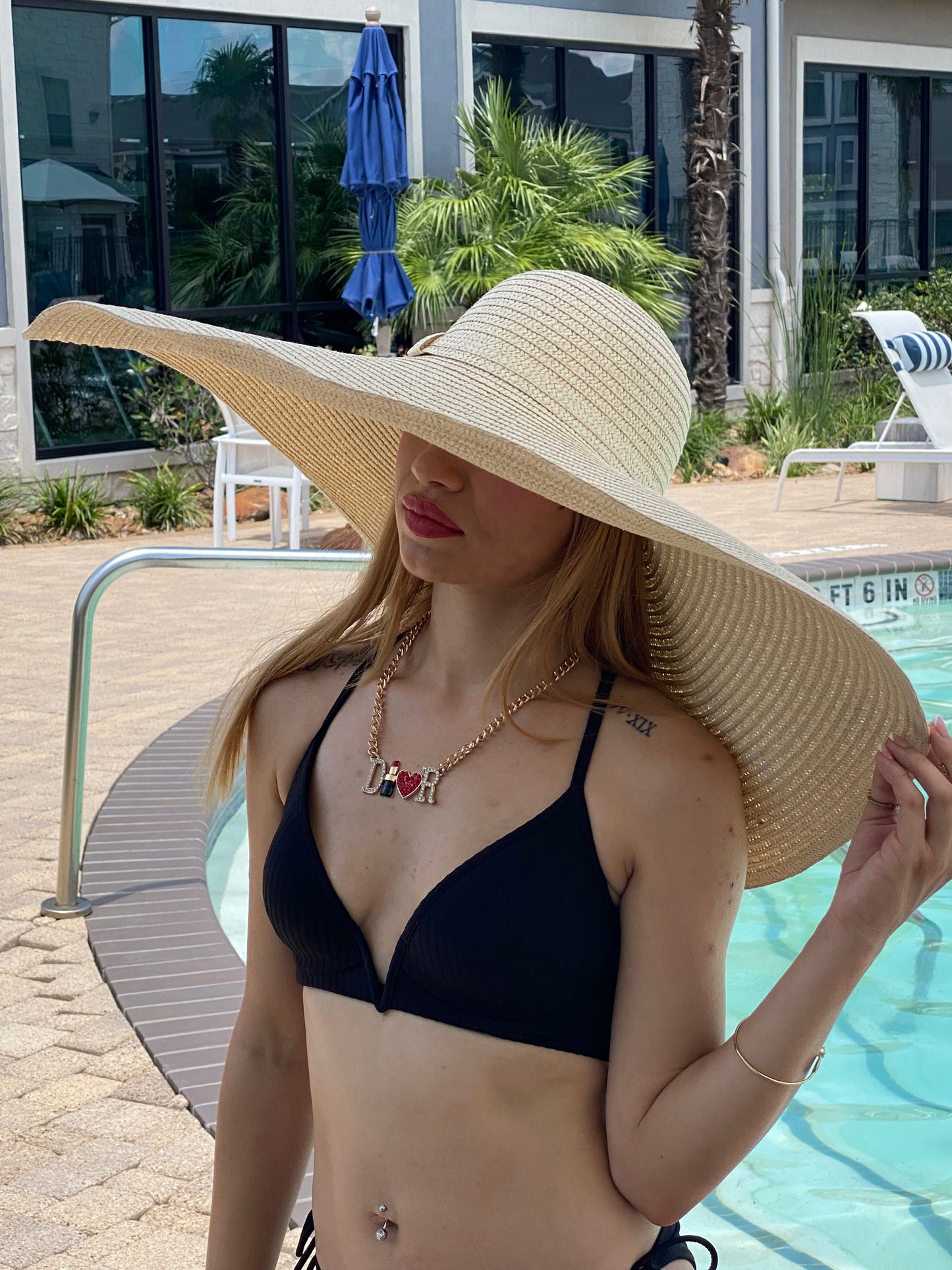 Big Oversized Straw Floppy Sun Hat Light Beige