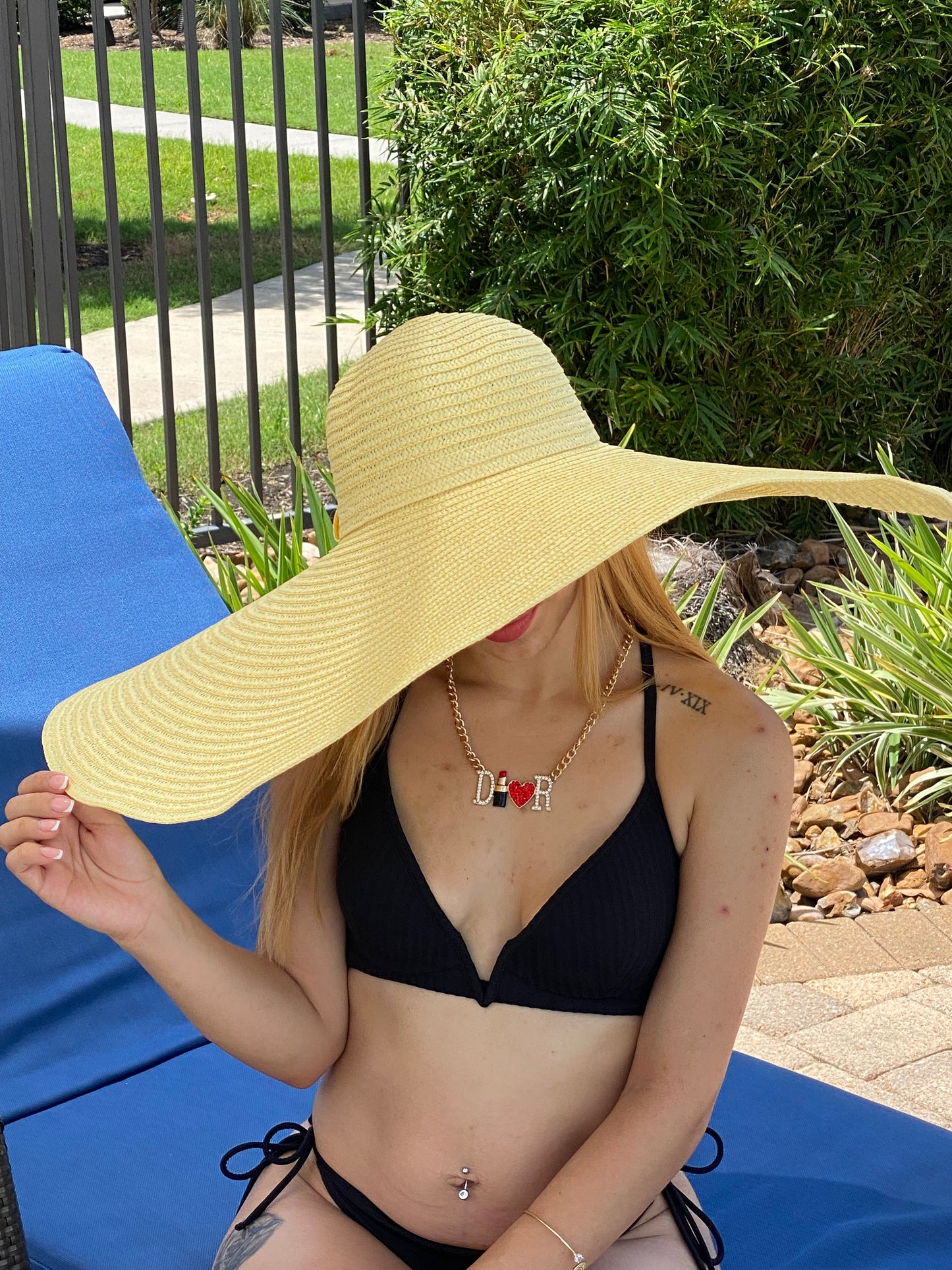 Big Oversized Straw Floppy Sun Hat Light Yellow