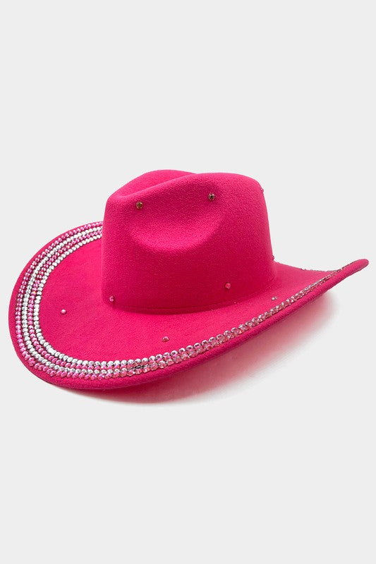 Rhinestone Cowgirl Hat Fuchsia