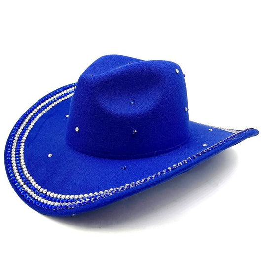 Rhinestone Cowgirl Hat Royal Blue