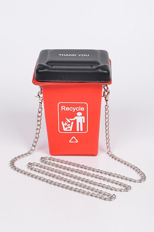 RECYCLE TRASH CAN CLUTCH Red