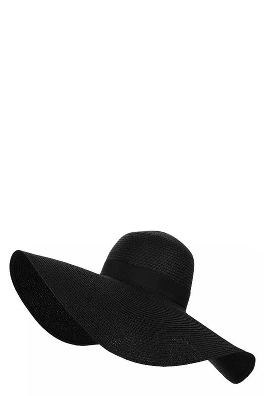 Big Straw Floppy Sun Hat Black
