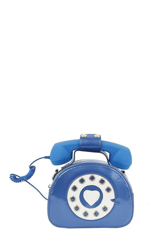 Glossy Telephone Crossbody Blue