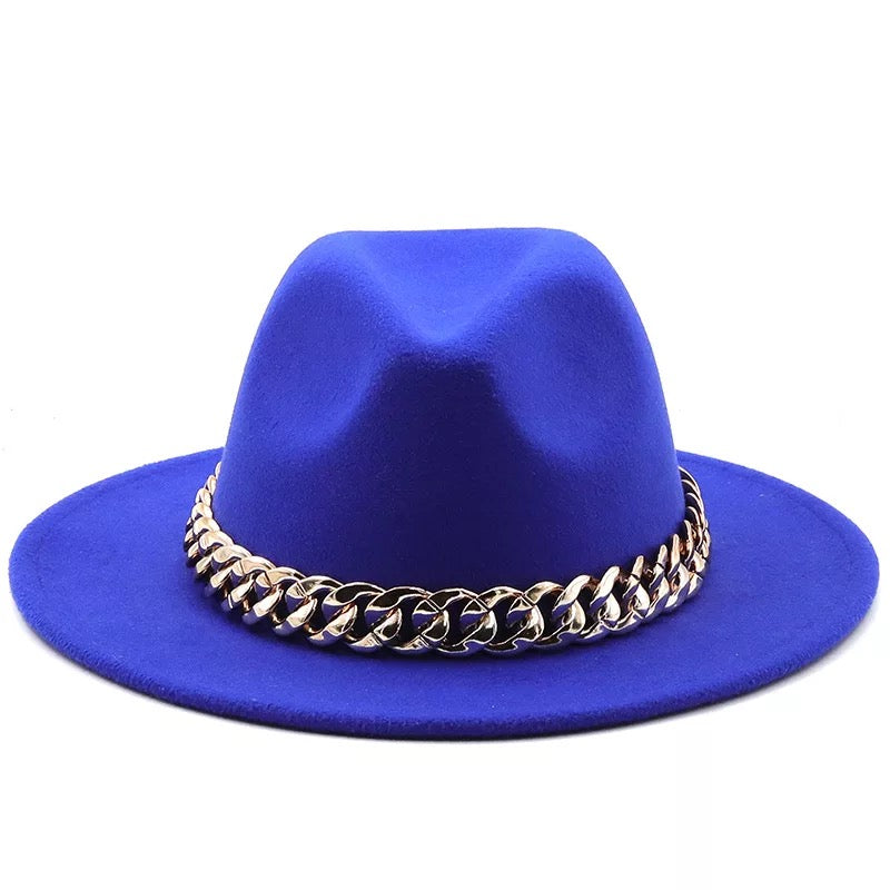 Fedora With Large Chain Hudson Royal Blue
