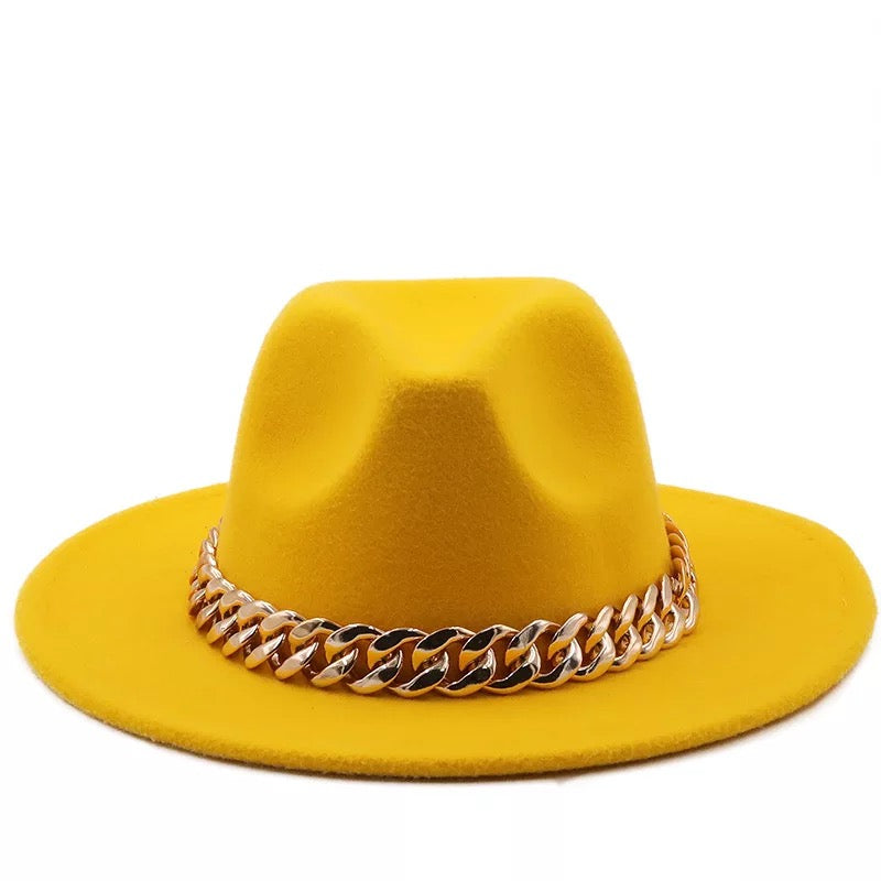 Fedora With Large Chain Yellow (Preorder)