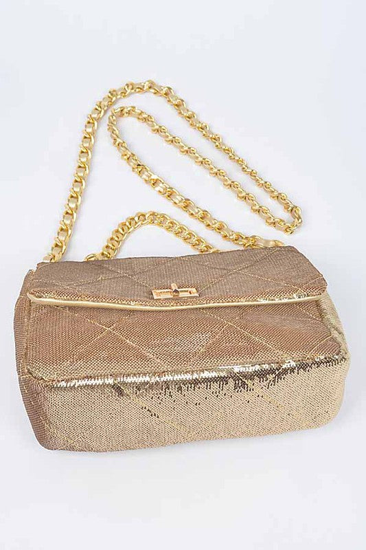 Quilted Sequin Chain Handbag AB