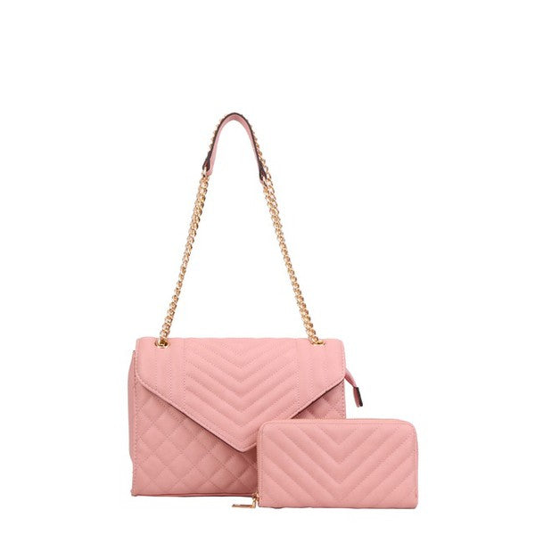 Most Wanted 2 IN 1 Quilted Chain Crossbody Pink