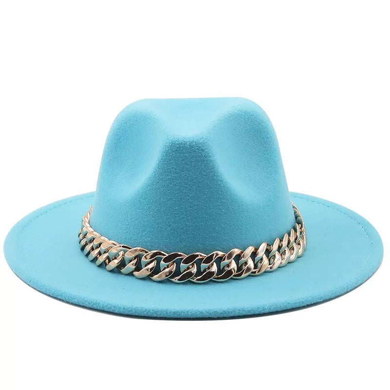 Fedora With Large Chain Teal