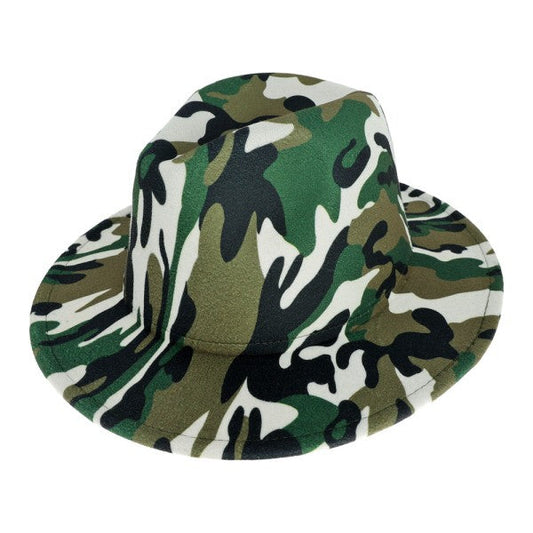 Camouflage Fedora Hat Olive White