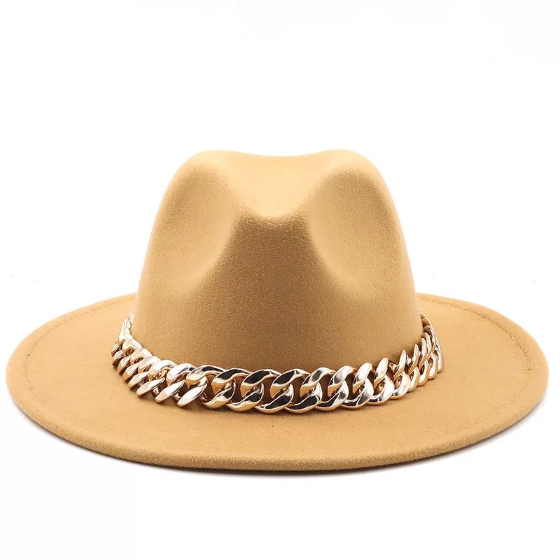 Fedora With Large Chain Tan (Preorder)
