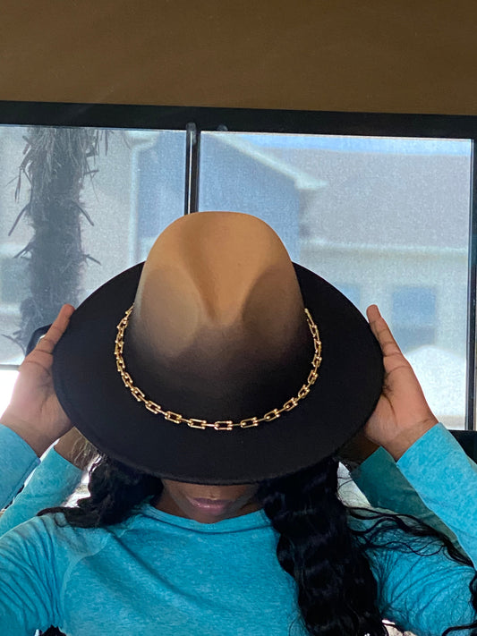Ombre Chain Fedora Camel