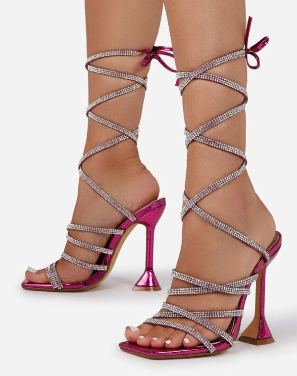 Lace Up Bling Pink