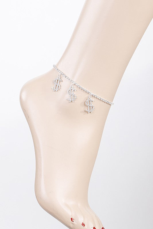 Bengy Dollar Sign Anklet Silver