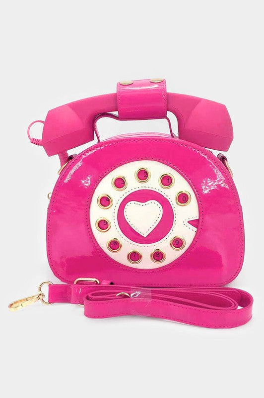 Glossy Telephone Crossbody Pink