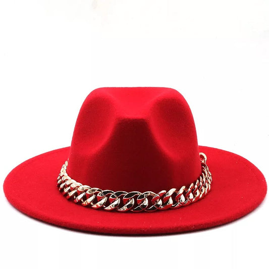 Fedora With Large Chain Red