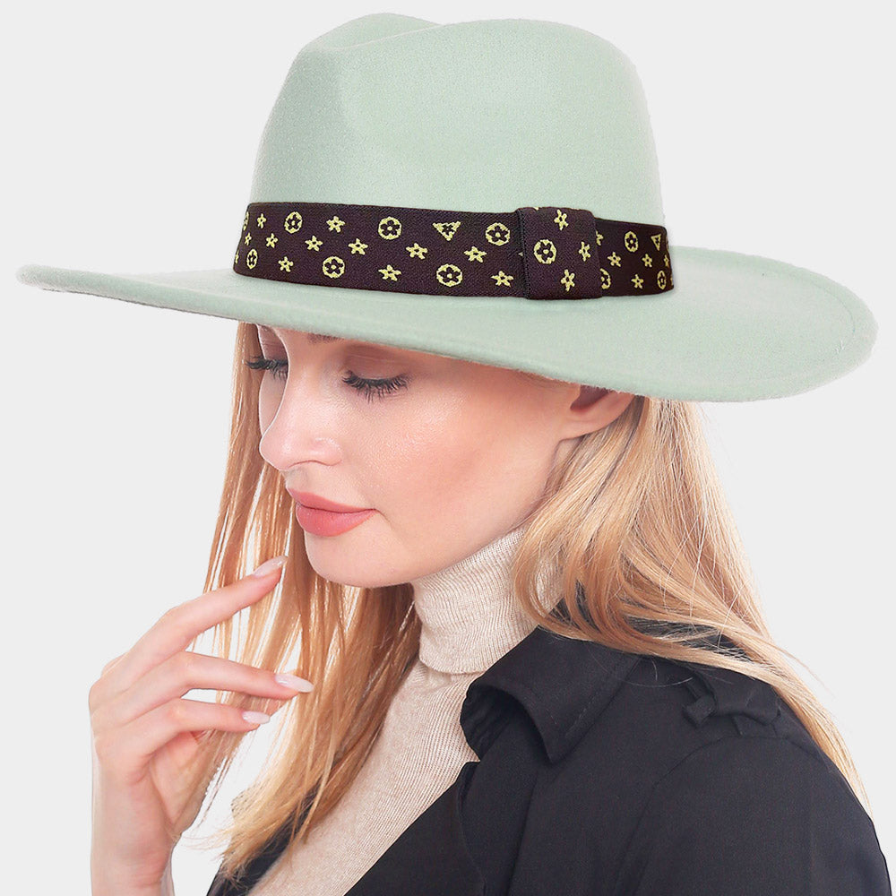 Luxe Band Wide Brim Fedora Mint