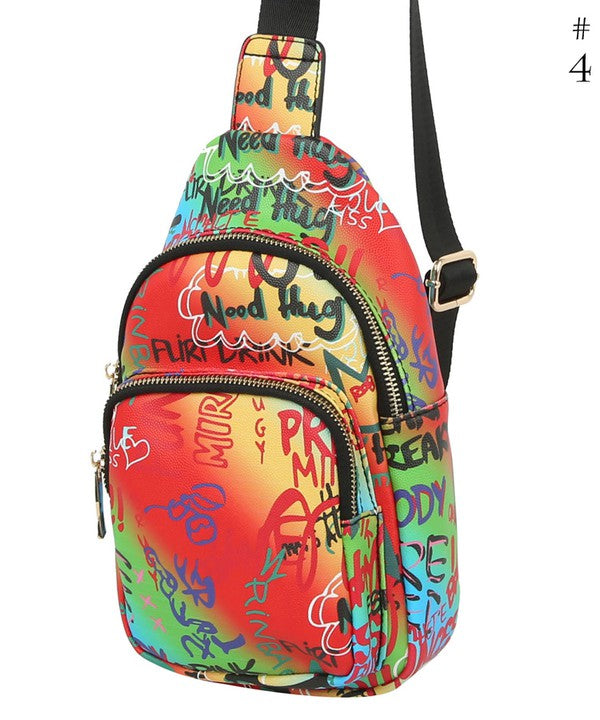 Graffiti Sling Crossbody Backpack 4